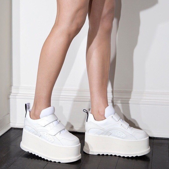 Stella McCartney White Velcro Platform Sneakers - Picture 6 of 7